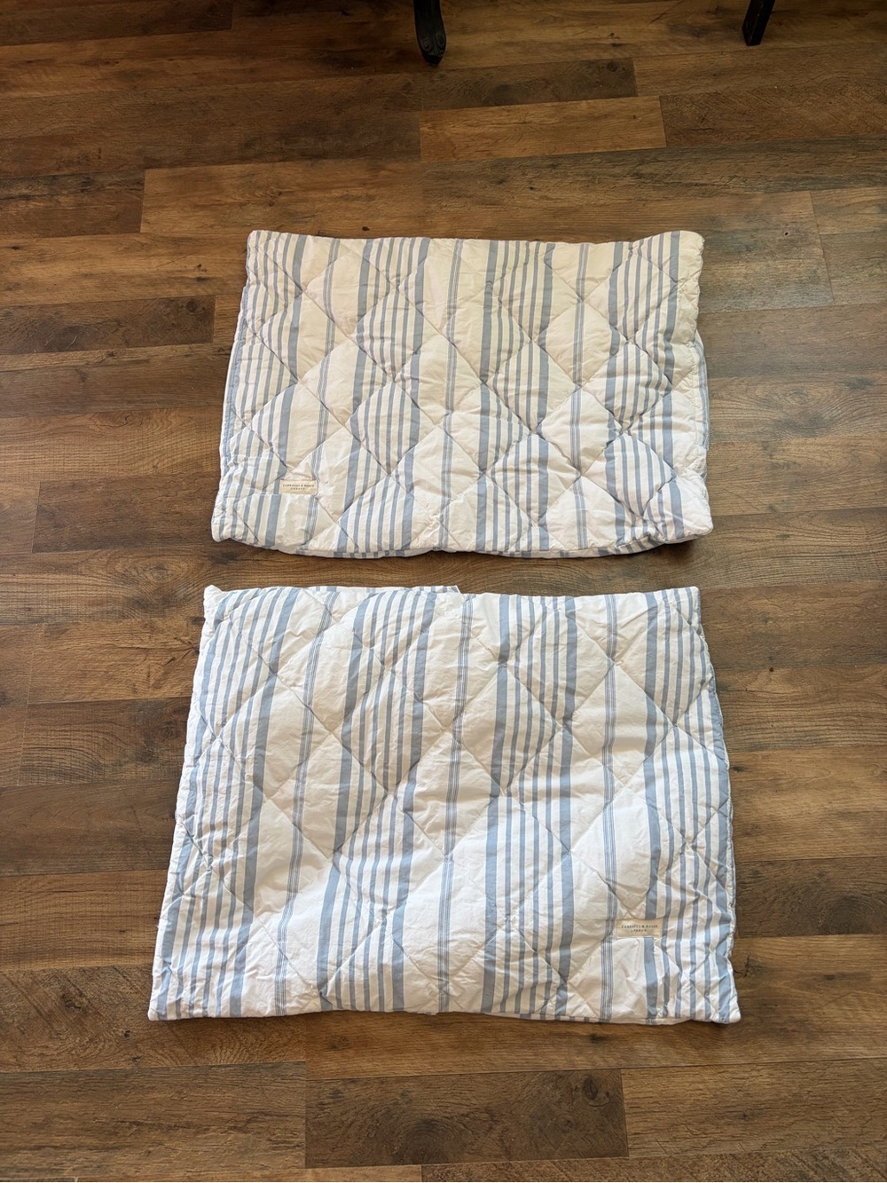 Cabbages & Roses Striped Standard Quilted Pillow Shams - Blue & White (Pair)